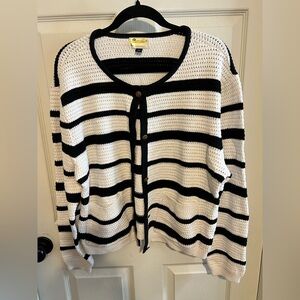 Women's Sweater Universal Thread Striped Cardigan Size XXL NWOT Black and White